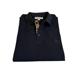 Burberry Men's Short Sleeve Check Placket Polo Black Size M